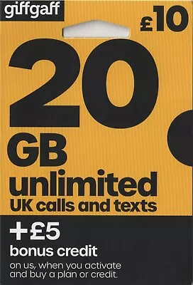 Giffgaff  - FREE £5.00  - FREE P+P! SAME DAY DISPATCH FITS ALL DEVICES! ONLY 99p • £0.99