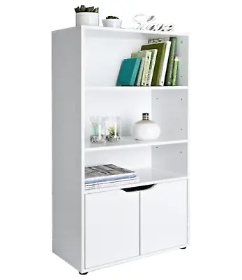 £61.88 • Buy Cube Wooden Bookcase Shelving Display 3 Shelves Storage Unit With 2 Doors White