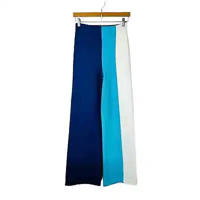 STAUD Connor Pants High Rise Wide Leg Colorblock Sz Small Twilight Amalfi White • $99.95