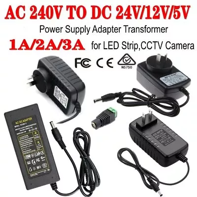 AC/DC 5V 12V 24V 2A 1A 3A Power Supply Adapter Transformer For LED Strip Lights • $13.96