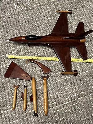 Model Mahogany Wood Military Plane - F-16 Falcon Fighter Plane • $19.99