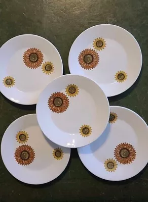 J & G Meakin  Palma  Side Plates Retro Vintage Sunflowers Mid-Century • £4