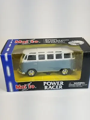 Maisto Road & Track Power Racer Vw Samba 23 Window Bus Blue 1:43 Diecast (a) • $10