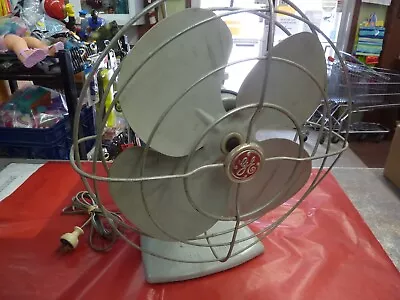 Antique 1940s  Electric GE Table Fan F14S125 Oscillating Metal 14  • $129