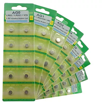 1.5v Button Coin Cell Alkaline Watch Calculator Battery All Types AG0 To AG13 • £1.99