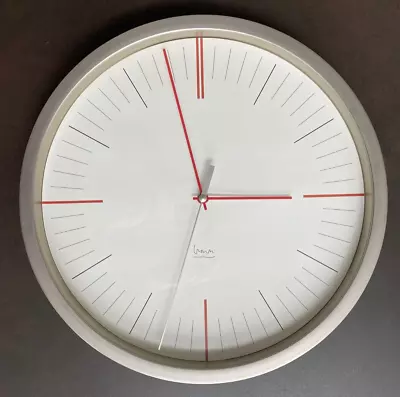 Michael Graves Design 14  Satin Nickel Modern Wall Clock (Silver/Red) ~ Working • $32.98