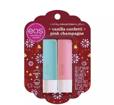 Eos 2 Piece Holiday Lip Balm Collection In Vanilla Confetti Pink Champagne New • $9.99