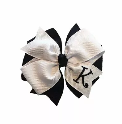 Navy Monogram Hair Bow • $7