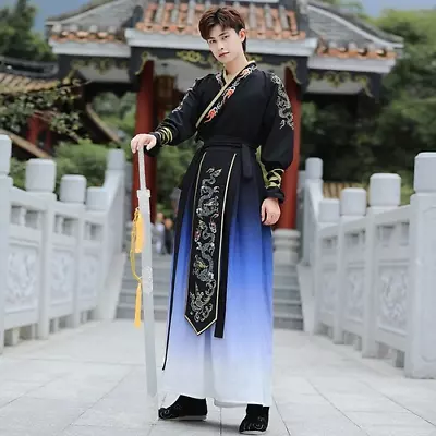 Hanfu Men Handsome Ancient Costume Martial Arts Chinese  Performance Clothing • £98.22