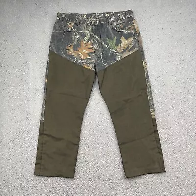 VTG Wrangler Pro Gear Pants Men 40x28* Green Camo Canvas Mossy Oak Brush Briar • $33.24