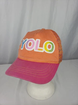 $5.99 • Buy Claire's YOLO Pink Orange Baseball Cap Snap Back Girls Mesh Back