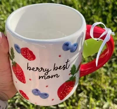 Lang Berry Best Mom Coffee Mug Cup Mother's Day  Strawberry Blueberry NWT  • $14.99