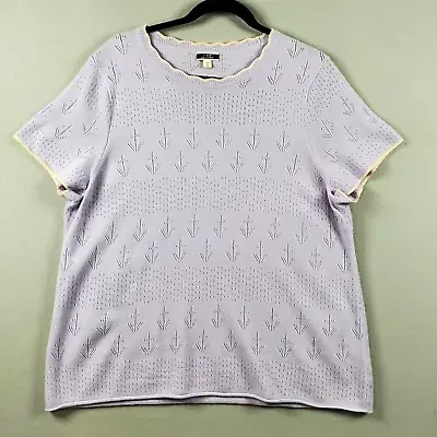 J.Crew Short-sleeve Cashmere Tshirt W/ Pointelle Stitch-AM696 Lavender Women XXL • $58.62