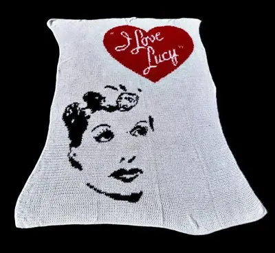 I Love Lucy Classic TV Handmade Crocheted Throw Blanket Bedding 60x74 Inch OOAK • $59.88