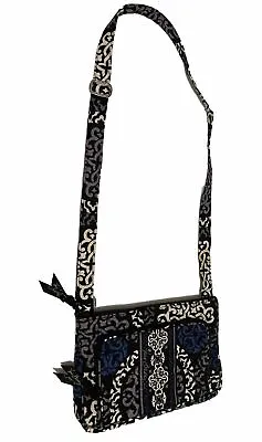 Vera Bradley Retired Canterberry Cobalt Blue & Black Cross Body  3 Compartments • $19.99