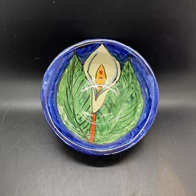 Talavera Mexican Pottery Clay Signed Onofre Lily Bowl Folk Art • $7