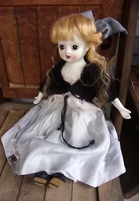 Vintage Doll 17  White Bisque Big Anime Eyes French Antique Style Dress • $25