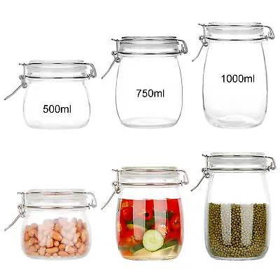 £6.99 • Buy 32nd Glass Jar For Food Storage Preserving With Silicone Seal Clip Top Lid
