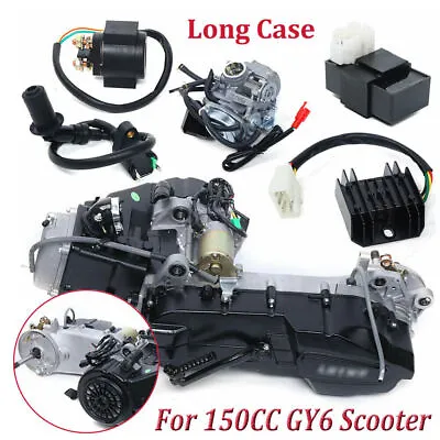 Long Case 150CC GY6 Single Cylinder 4-Stroke Scooter Complete Engine Motor US • $293.55