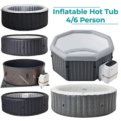 Hot Tub 4/6 Person Inflatable Hot Tub Bubble Spa Round With UVC Sanitizer • £359.89