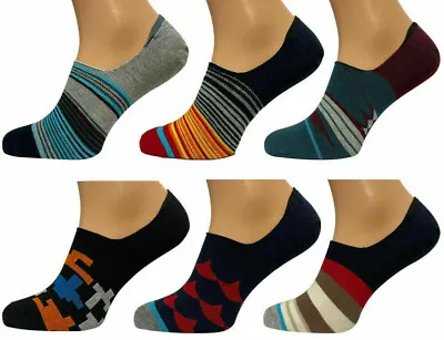Invisible Socks Cotton Rich Seamless Trainer Liner Casual Sports Geo/Plain Print • £3.94