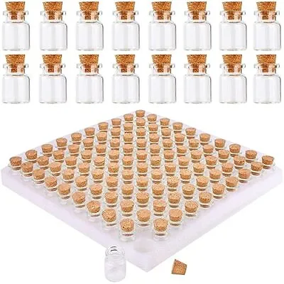 100 Count Small Glass Bottles With Corks5ml Tiny Vials Clear Mini Jars Wooden St • $22.92