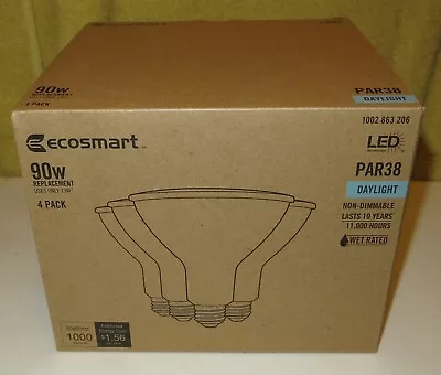 Ecosmart 90-Watt Equiv PAR38 Non-Dimmable Flood LED Light Bulb Daylight (4-Pack) • $11.44