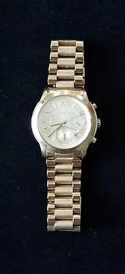 Michael Kors Gold Tone Watch MK6274 Date Chronograph 6.25  Max Size New Battery • $25.49