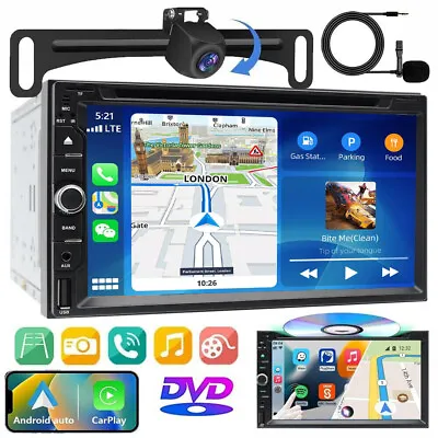 Car Stereo Bluetooth Carplay Radio Double 2 Din 7  CD DVD Player Backup Camera • $114.90