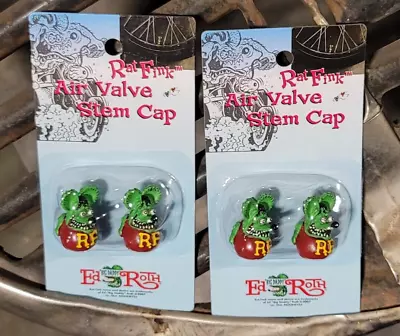 4 Green RAT FINK Valve STEM CAPS Hot Rod MOON Vtg Style Custom Ed ROTH Mooneyes • $32.38