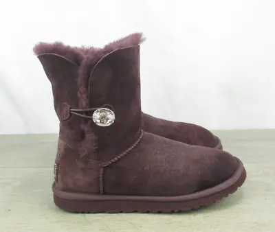 UGG Australia Bailey Buttons Bling Boot SIZE 9US  Suede Shearling 3349 Oxblood • $56