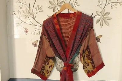 Indian Silk Sari Kimono Robes Multi Bridal Shower Night Women's Clothing Robes • $64.12
