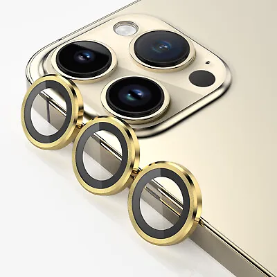 For IPhone 13 14 15 /15 Pro Max Metal Ring  Camera Lens Protector Tempered Glass • $4.59