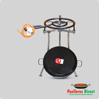 46cm Spanish Enamelled Steel Paella Pan & 40cm Gas Burner Kit - Folding Tripod • £129.99