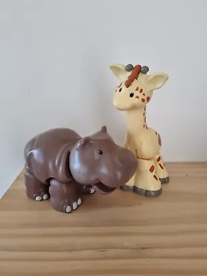 Fisher Price Little People Giraffe & Hippo Large Animals MAKES SOUNDS 2014 • $15