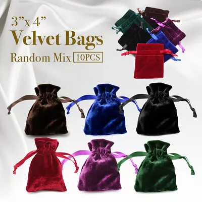 10pcs Small 3 X4  Velvet Bags Jewelry Wedding Party Favors Drawstring Pouch • $14.15