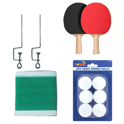 Value Set Instant Table Tennis Kit Ping Pong Set Metal Net Rack+2 Bats+3/9 Balls • $14.98