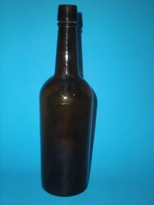 $19.59 • Buy ANTIQUE 3 PIECE MOLD BLACK BROWN GLASS WHISKEY BOTTLE APPLIED TOP 11 1/4'' Vtg