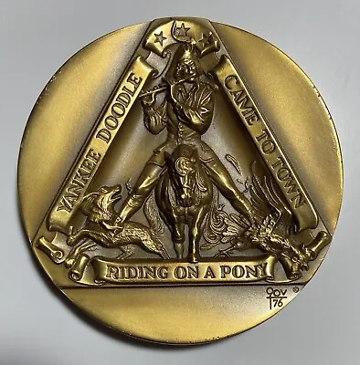 Yankee Doodle Sculptural Solid Bronze Medallion Marcel Jovine Medallic Art Co. • $140