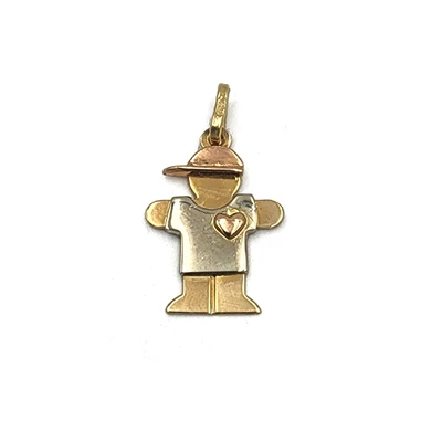 £87.61 • Buy 14K Yellow White Rose Gold Boy Charm Pendant Tri Color Heart Hat Baseball Cap