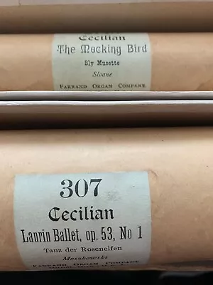 2 Antique Farrand Organ Player Piano Rolls Cecilian 307 2145  The Mocking Bird  • $20