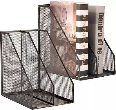 2 Set Magazine Holder Metal Wire 2 Compartments Mesh File Holder For Desk Offi • $32.06