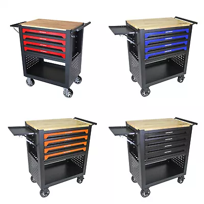 Rolling Tool Cabinet 4 Drawers Tool Storage Cart & Wooden Top With Wheels • $292.99