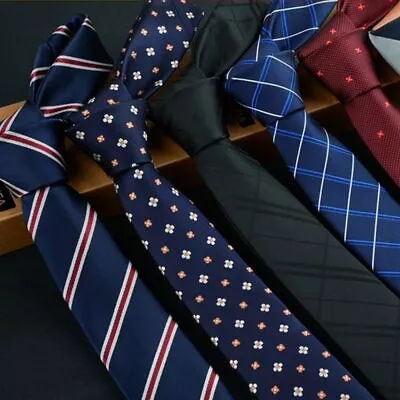 6cm Ties Men Skinny Slim Neck Tie Wedding Dress Necktie Plaid Cravate Business • $3.72