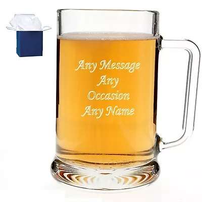 Personalised Engraved Pint Beer Glass Tankard 18th 21st 30th 50th Birthday Gift • £10.95