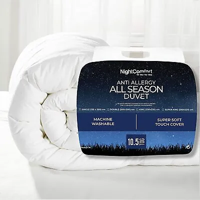 NightComfort 10.5 Tog All Season Deluxe Feel Duvet Microfibre Hollowfibre Filled • £20