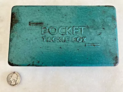 Antique Fishing Pocket Tackle Box Vtg Full Hooks Lures Cork Floats Glass Metal • $29.99