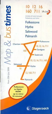 Stagecoach East Kent Bus Timetable (N080720) 10 12 160 Folkestone Hythe Jul 2008 • £2.49