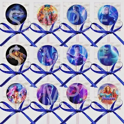  Avengers Endgame Lollipops Party Favors Supplies Suckers W/ Blue Ribbon - 12 • $13.99