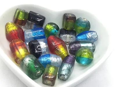 Handmade Silver Foil Lampwork Mixed Beads Approx 40g Mixed Shapes Colours • £4.55